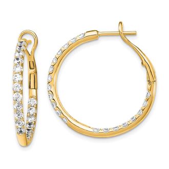 Diamond2Deal 14k Gold 2 ct Lab Grown Diamond In & Out Hoop Earrings VS Clarity, G-H Color