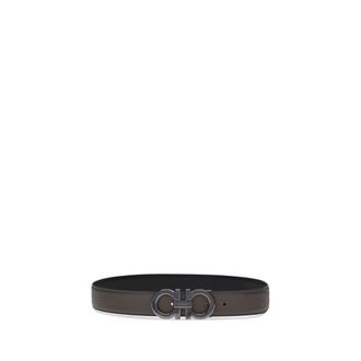 Ferragamo Gancini Logo Leather Belt - Brown