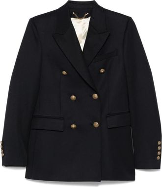 Golden Goose Blauwe double-breasted jas met zakken - Dames - Blazers - Blauw - M - Jassen