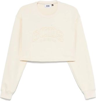 GCDS Felpa crop con logo - Toni neutri