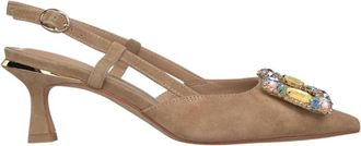 Alma En Pena Slingback Met Detail Aan De Voorkant - Dames - Pumps - Beige - 40 EU - Leer - Schoenen