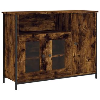 Berkfield Home Sideboard Smoked Oak 100x35x75 cm Engineered Wood in Brown | Size: 100 x 35 x 75 cm