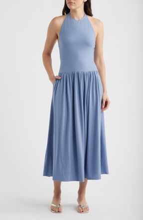 Reformation Clara Halter Neck Knit Midi Dress in Storm at Nordstrom, Size X-Small