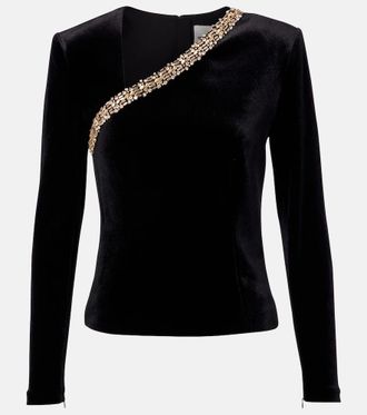 Roland Mouret Asymmetric embellished velvet top
