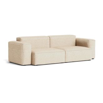 HAY Mags Soft Sofa 2,5-Sitzer mit niedriger Armlehne, Kombination 1, beige (Bolgheri LGG60) / N&auml;hte: beige (Filzgleiter)