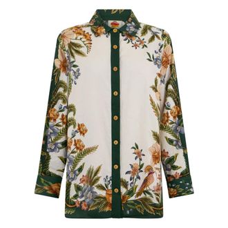 Farm Rio FARM Rio, Shirts, female, Multicolor, Size: M Long Sleeve Floral Shirt
