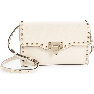 Valentino Garavani Small Rockstud Leather Shoulder Bag in Light Ivory at Nordstrom