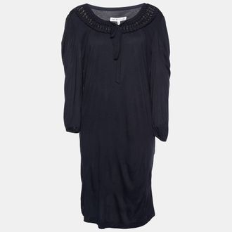 See By Chlo&eacute; See by Chloe Black Modal Knit Neck Trim Tunic L