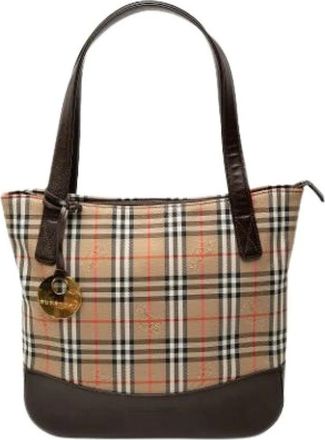 Burberry Pre-owned Shoulder Bags, female, Brown, Size: ONE SIZE Pre-owned Canvas Shoulder Bag
