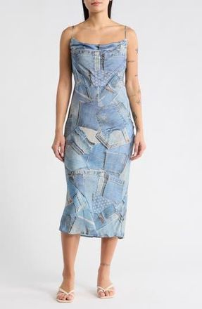 Desigual Denim Print Slipdress in Blue at Nordstrom Rack, Size Medium