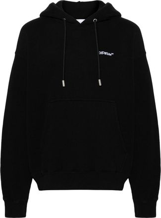 Off-white logo-embroidered organic-cotton hoodie - men - Organic Cotton - M - Black