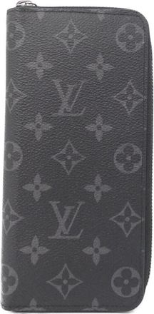 Louis Vuitton Black Coated Canvas Long Wallet (Bi-Fold) (Pre-Owned)