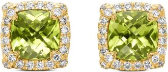 David Yurman Orecchini a bottone Petit Chateleine in oro giallo 18kt con peridoto e diamanti (5mm)