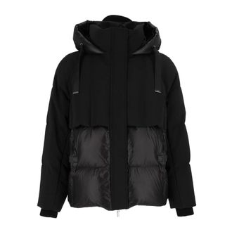 DIEGO M Micropiuma donsjack met gebreide details en borduursel - Dames - Jassen - Zwart - Maat: L Wol