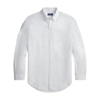 Polo Ralph Lauren Overhemden, Heren, Wit, M, Katoen, Gestreepte Oxford Shirt