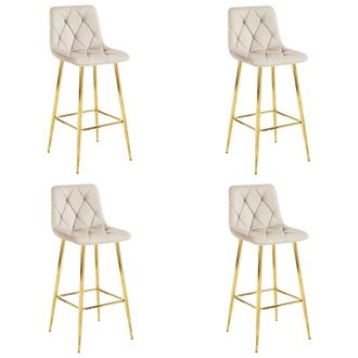 OEM Taburete Nado - Terciopelo Beige / Patas Doradas X 4