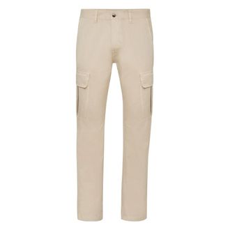 Philipp Plein Broeken, Heren, Beige, 3Xl, Katoen, Lange Cargo Broek