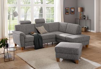 HOME AFFAIRE Ecksofa »Alta L-Form« mit Federkern und Kontrastnaht, Füsse Buche eichefarben