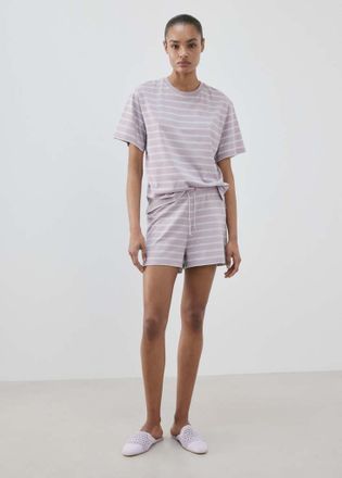 Mango Short pigiama cotone righe viola - Donna - S - MANGO