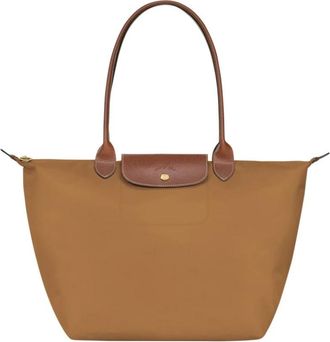 Longchamp Originele Opvouwbare Schoudertas - Dames - Shoppers - Bruin - ONE Size - Leer - Tassen