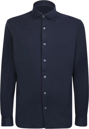 Dell'Oglio Blauw Overhemd voor Mannen Stijlvol - Heren - Casual Overhemden - Blauw - S - Katoen - Overhemden
