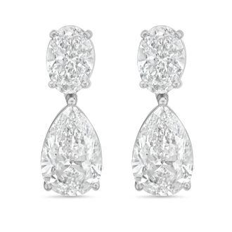 Diana M. Jewels 14KW WG 20.00 Ct TW of Lab grown oval and pear shape diamond drop earrings