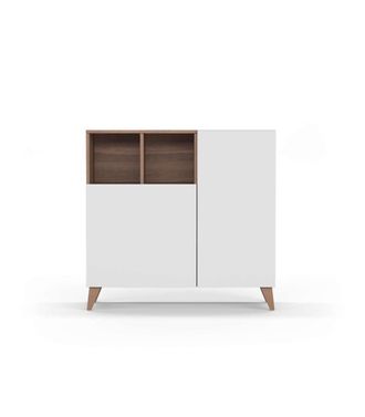 HERDASA Herdasa - Recibidor Zapatero Modelo 510 Acabado Nogal/blanco, 90x90x26 (alto X Ancho X Fondo)