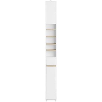 SoBuy SoBuy Armadio Colonna bagno, Mobile bagno alto con 2 Ante e 1 cassetto altezza: 180 cm Bianco-Naturale BZR34-WN