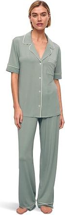 Eberjey Gisele Short Sleeve Pant Pj Set Womens Pajama Sets Eucalyptus/Ivory : LG, Tencel/Spandex/Modal