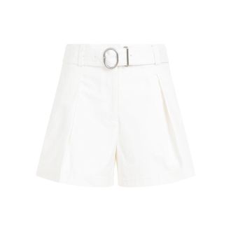 Jil Sander Mid Waist Optic White Cotton Shorts
