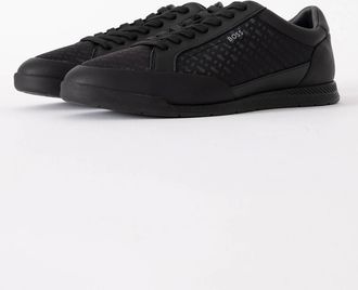 HUGO BOSS Mens BOSS Orange Nitan Tennis Monogram Trainers - Black 005 - Size: 10