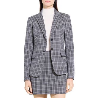 Theory Carissa Plaid Blazer in Almond Multi at Nordstrom Rack, Size 12