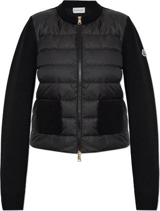 Moncler Cardigan met Gewatteerd Voorpand - Dames - Vesten - Zwart - L - Wol - Truien & Vesten