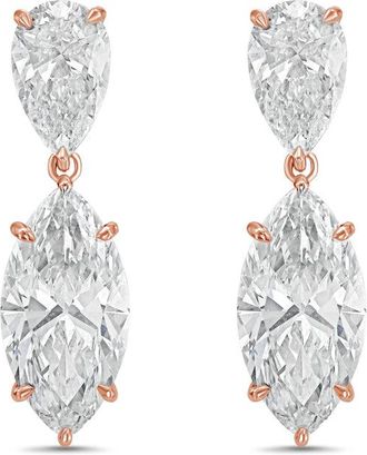 Diana M. Jewels 14KW RG 10.00 Ct TW of Lab grown pear and marquise shape diamond drop earrings