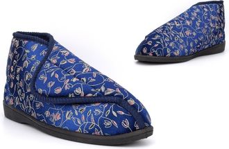 Generic Ladies Touch Fastening Slippers Size 7 Bootie Slipper Size 8 Womens Rubber Sole Slipper Ladies Washable Slippers Washable Rubber Sole Touch Fastening 