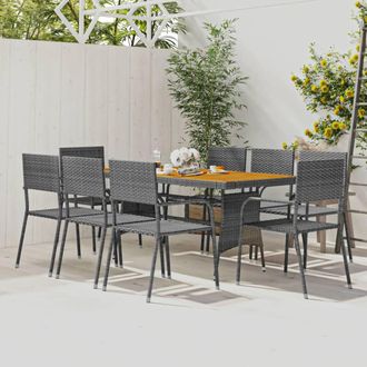 vidaXL Vidaxl - Juego De Comedor De Jard&iacute;n 9 Piezas Rat&aacute;n Sint&eacute;tico Gris