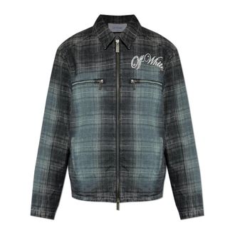 Off-white Light Jackets, male, Green, Size: L Jacket With Printed Logo