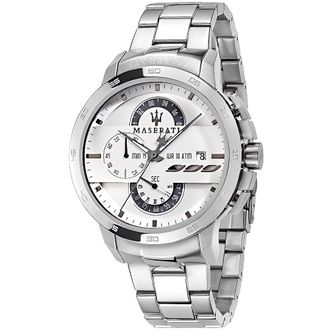 Maserati R8873619004 Ingegno Chronograph Mens Watch with White Dial - Silver Stainless Steel - One Size