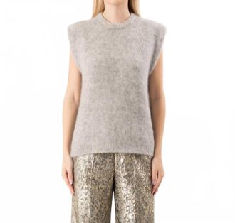 Forte_Forte Stretch Baby Suri Alpaca Oversized Vest In Pearl