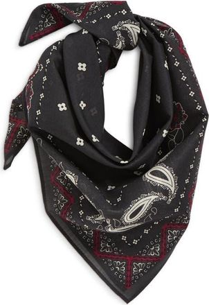 Open Edit Square Cotton Bandana in Black Paisley at Nordstrom