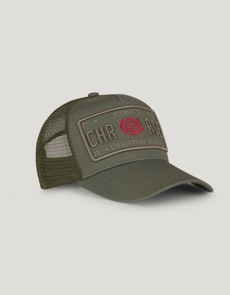 Christian Rose Womens Christian Rose Iconic II Trucker Cap Red Rose - Olive - Tan