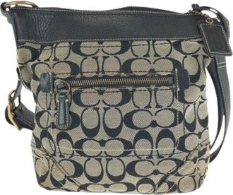 Coach Pre-owned Signature Canvas Leather Shoulder Bag - Dames - Vintage Schoudertas - Beige - ONE Size - Leer - Vintage