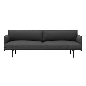 MUUTO Outline Sofa 3-Sitzer, dunkelgrau (Remix 163) / schwarz