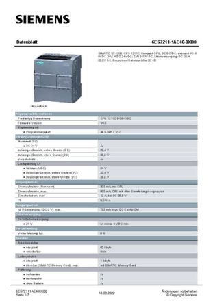 SIEMENS Simatic S7-1200 Modelo 1211c Montaje En Carril Din
