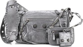 Balenciaga Le Cagole Giant Studs Full Flap Bag Leather XS crossbody bag - Argento