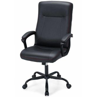 Costway Costway - Upholstered Executive Chair Ergonomic Computer Desk Chair 360° Swivel Task Chair