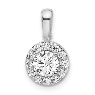 Diamond2Deal 14K White Gold Lab Grown Diamond Round Halo Pendant (0.71ct, VS, G-H)