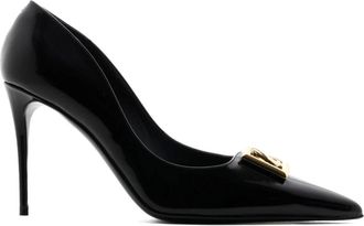 Dolce & Gabbana Zwarte Lollo Pumps met Hak - Dames - Pumps - Zwart - 36 1/2 EU - Leer - Schoenen