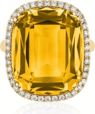 Goshwara Gossip Cushion Cut Blue Topaz & Diamond Cocktail Ring in Citrine at Nordstrom, Size 7