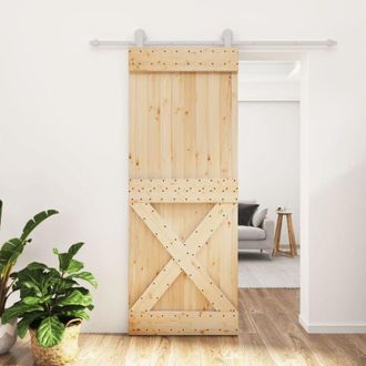 vidaXL Puerta Corredera Con Herrajes Madera Maciza De Pino 80x210 Cm Vidaxl